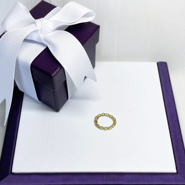 14 Karat Yellow Gold Bismark Flat Chain Ring