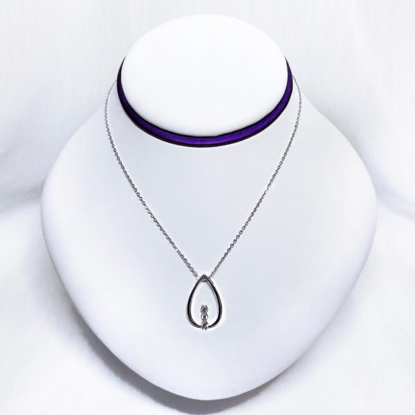 14K White Gold Pendant Necklace With Diamonds For Woman