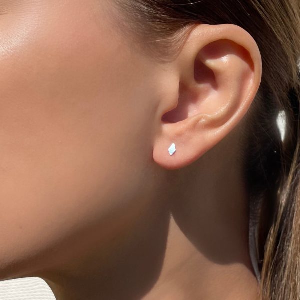 14K White Gold Stud Earrings For Woman