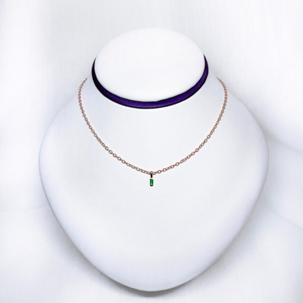 14k Rose Gold Necklace With Green Sapphire Stone