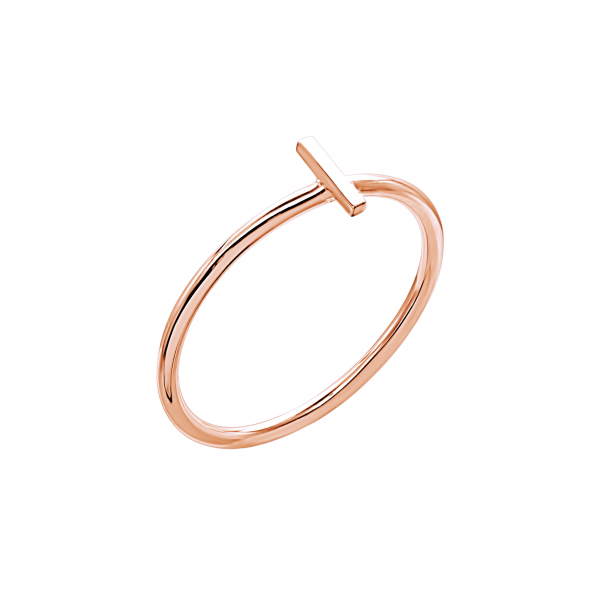 Minimal Block - 18K Rose Gold Stackable Ring