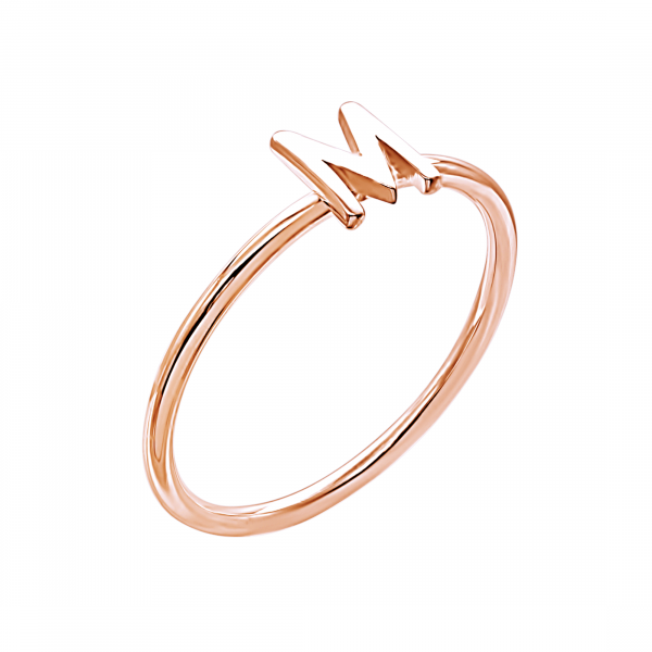 Rose M - 18K Rose Gold Stackable Ring M Initial