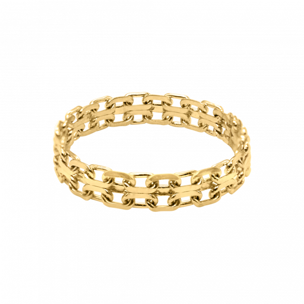 Bold à la Mode - 18K Yellow Gold Bismark Flat Chain Ring