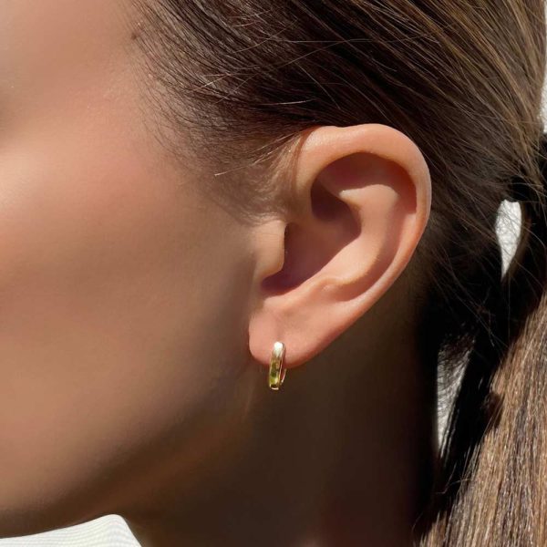 14K Yellow Gold Huggie Hoop Earrings For Woman