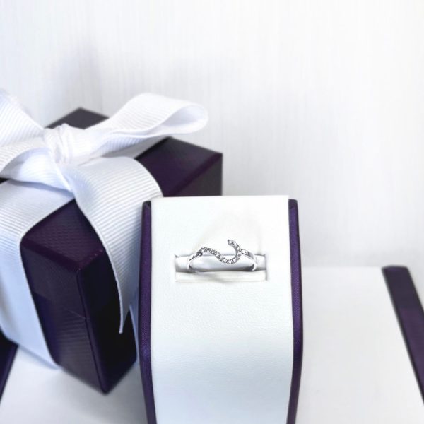 14K White Gold Diamond Stackable Ring For Woman