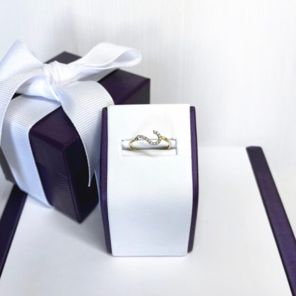 14K Yellow Gold Diamond Stackable Ring For Woman