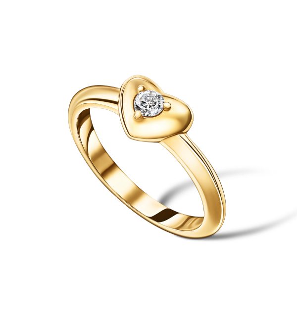 Tenderness - 18K Yellow Gold Diamond Heart Ring
