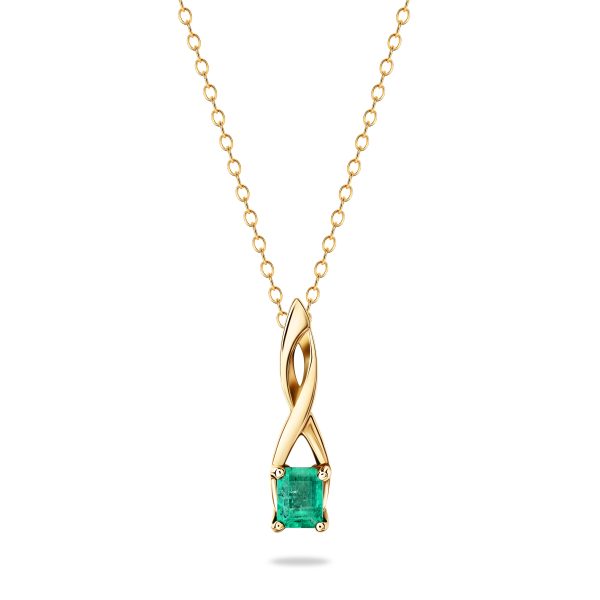 Twinflame - 18K Yellow Gold Square Emerald Necklace