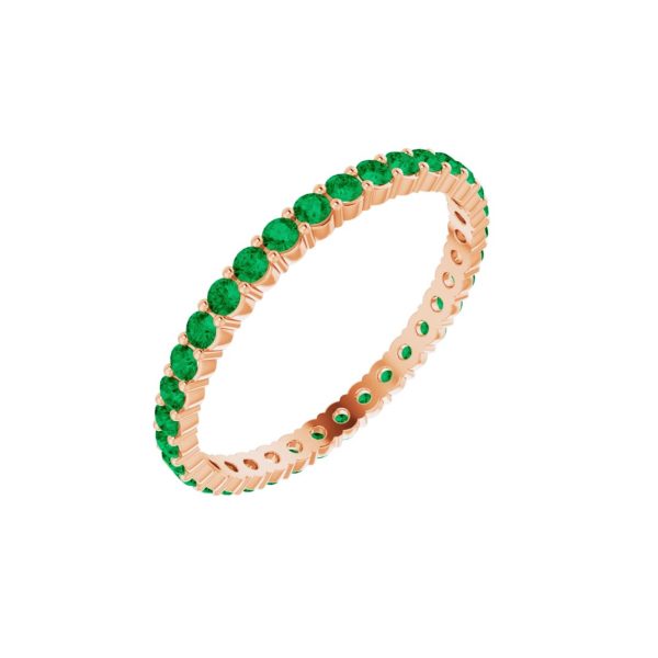 14K Rose Gold Emerald Eternity Band Ring