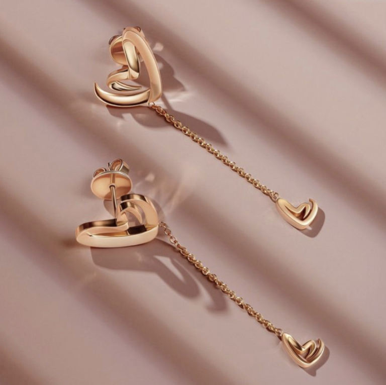 Rose Gold Heart Earrings